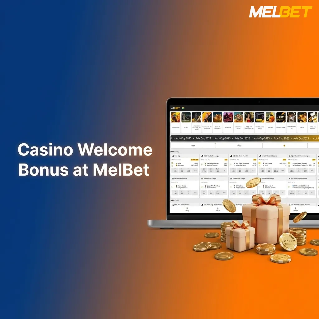 MelBet casino welcome bonus offering 450% up to ₹212,000 plus 250 free spins for new players