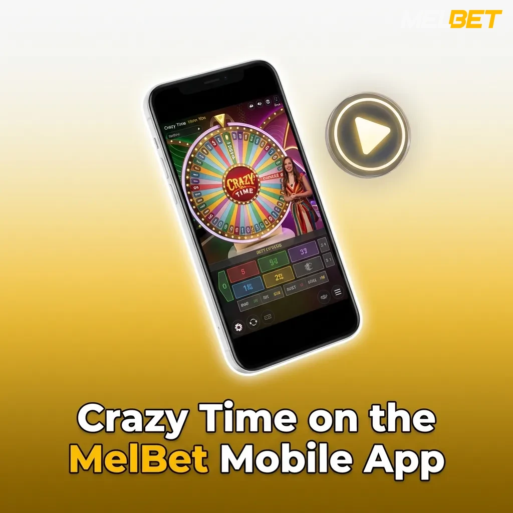 Players enjoying Crazy Time live casino game on MelBet mobile app with colorful wheel and betting interface displayed