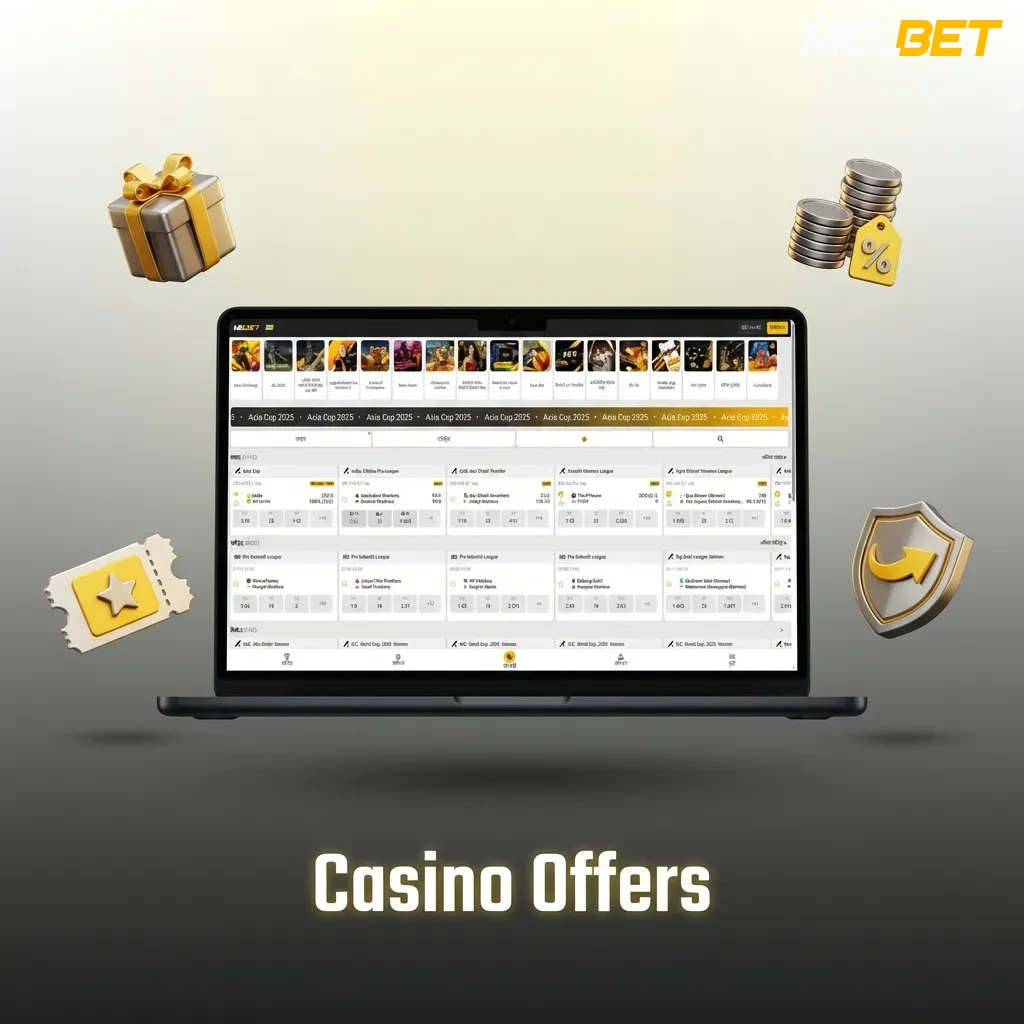 Casino promotion cards showing weekly reload, cashback, free spins, VIP birthday bonus, and lottery ticket offers