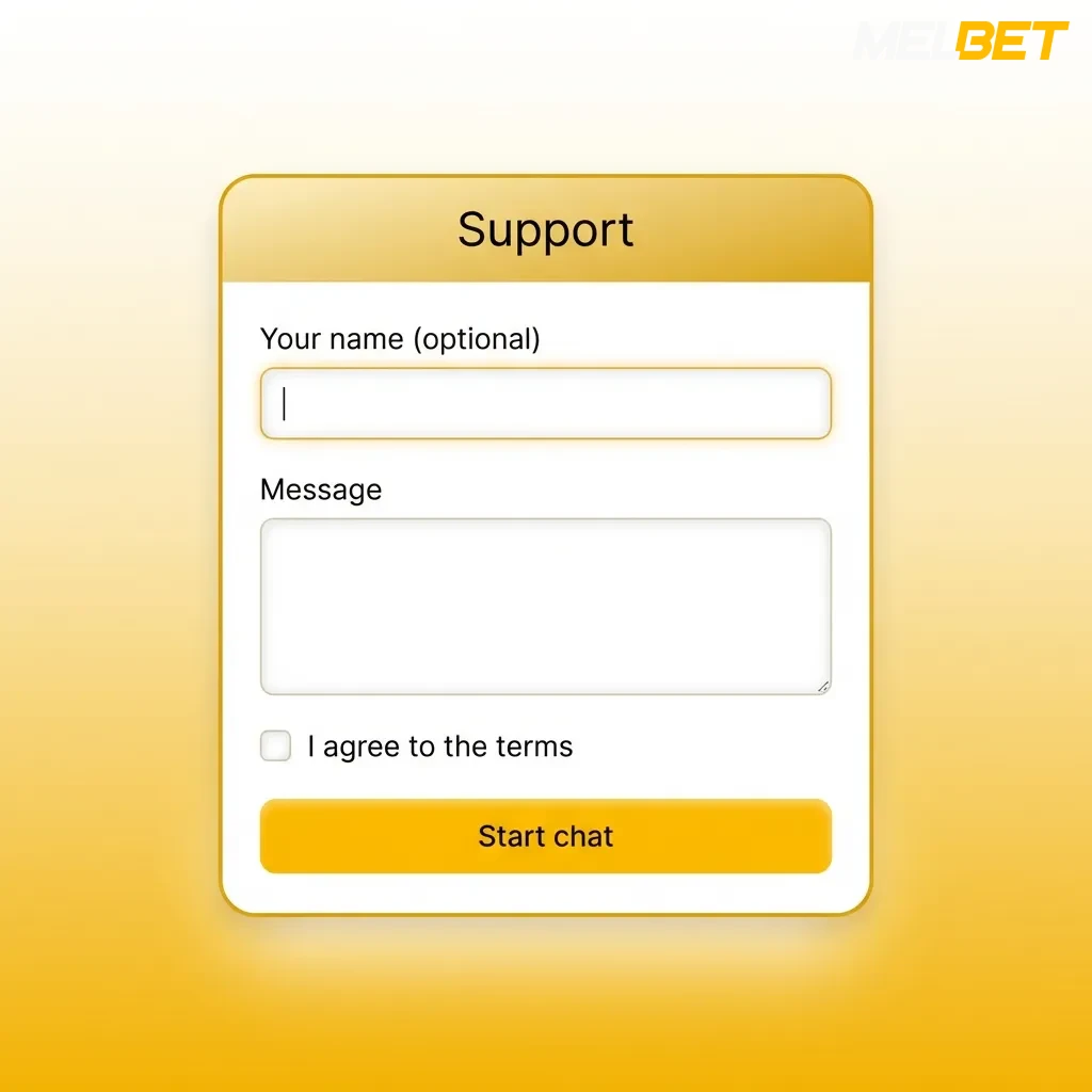 MelBet 24/7 customer support interface showing live chat, email, Telegram, WhatsApp contact options in Hindi and English