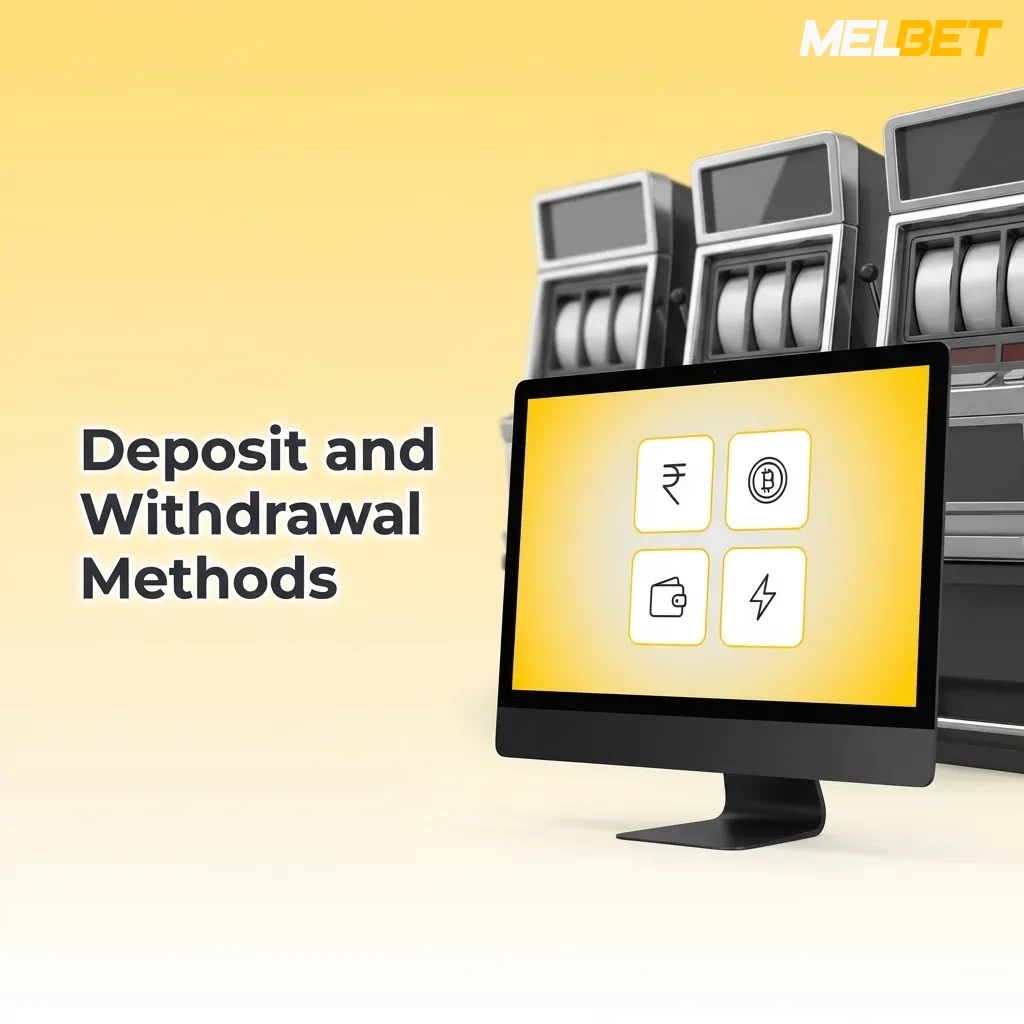 MelBet payment options including UPI, Paytm, PhonePe, Google Pay, cards, and cryptocurrencies for Indian players