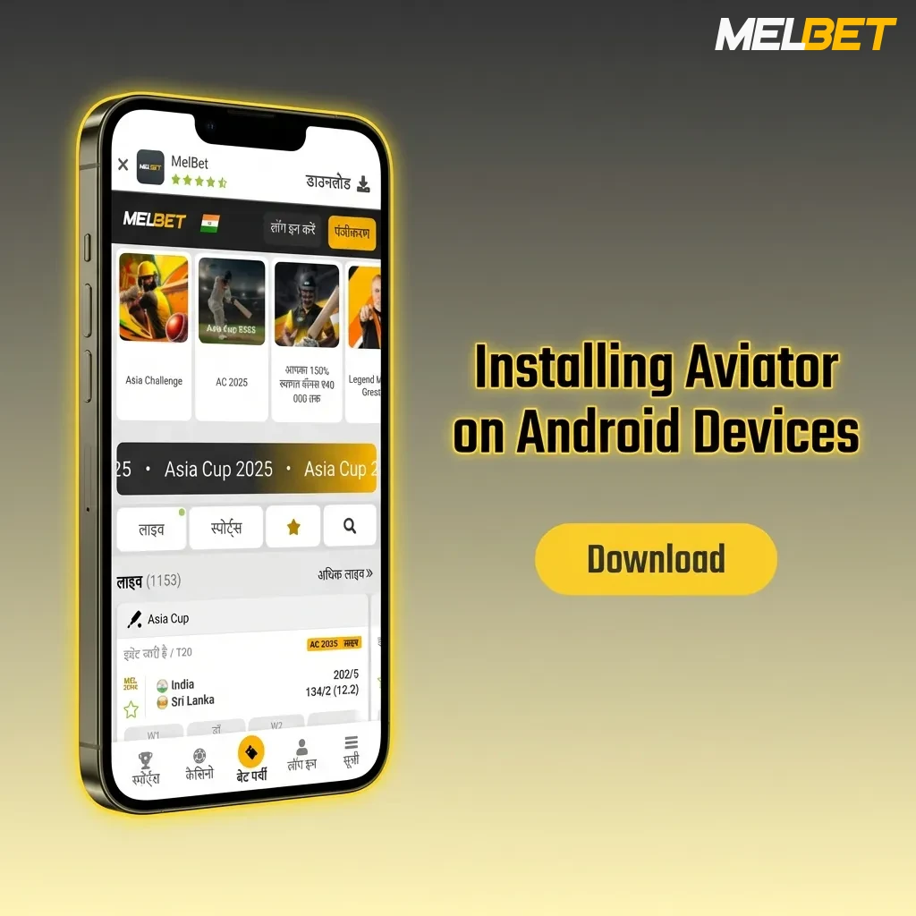 Android phone displaying Aviator casino app installation screen with download and setup instructions
