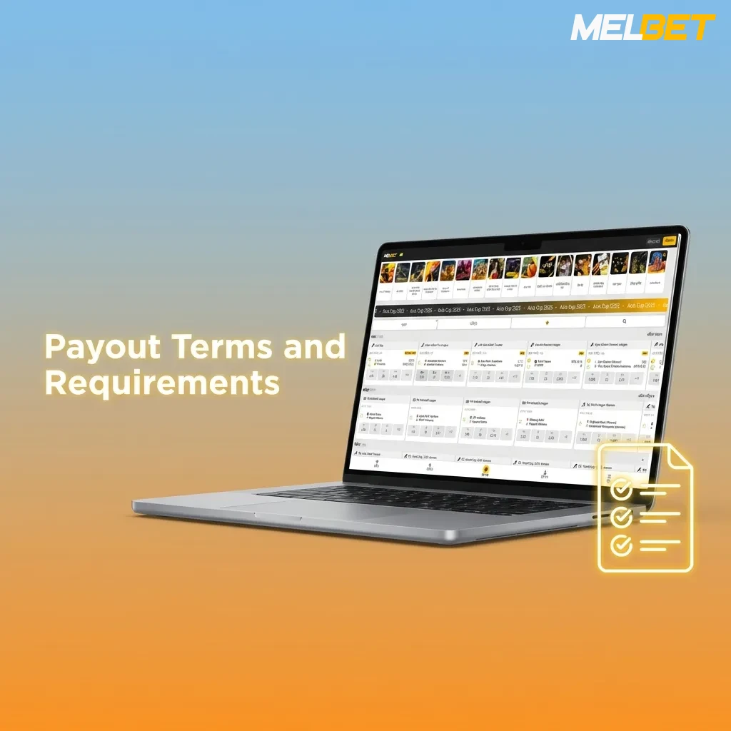 Document showing payout terms: verification requirements, payment methods, bonus wagering, transaction limits, and request rules.