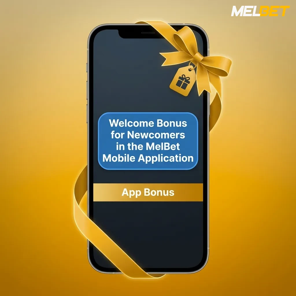 MelBet mobile app welcome bonus screen showing sports and casino bonus options for new users