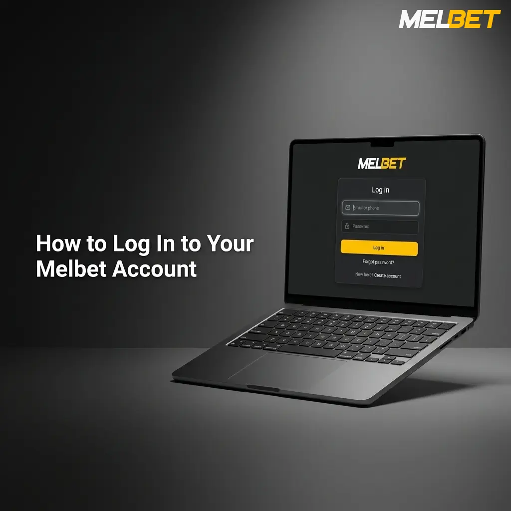 Melbet login page showing email and password fields with a Log In button to access your account dashboard