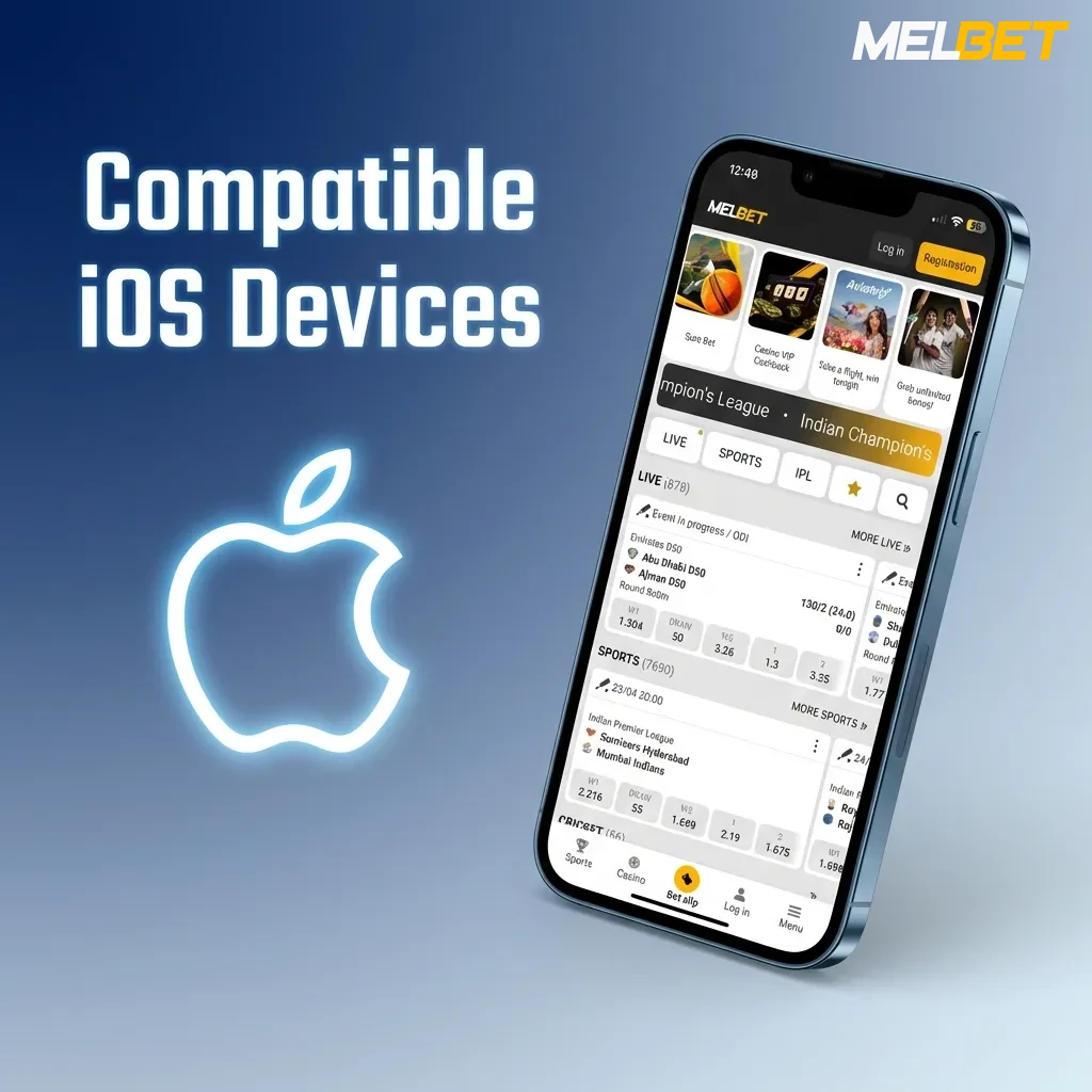 List of compatible iOS devices for MelBet app, including iPhone X through 15 series and iPad models