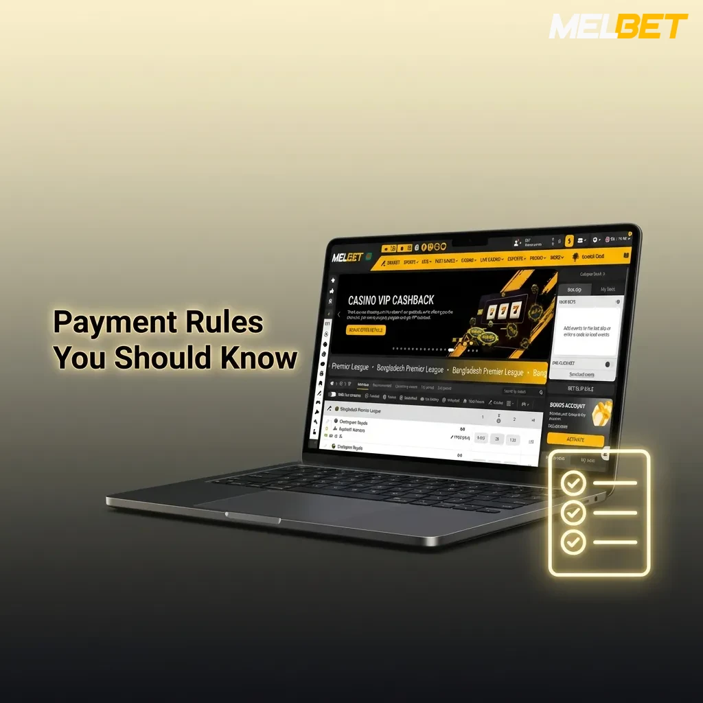 Person reviewing payment rules on laptop screen showing deposit and withdrawal requirements and verification steps