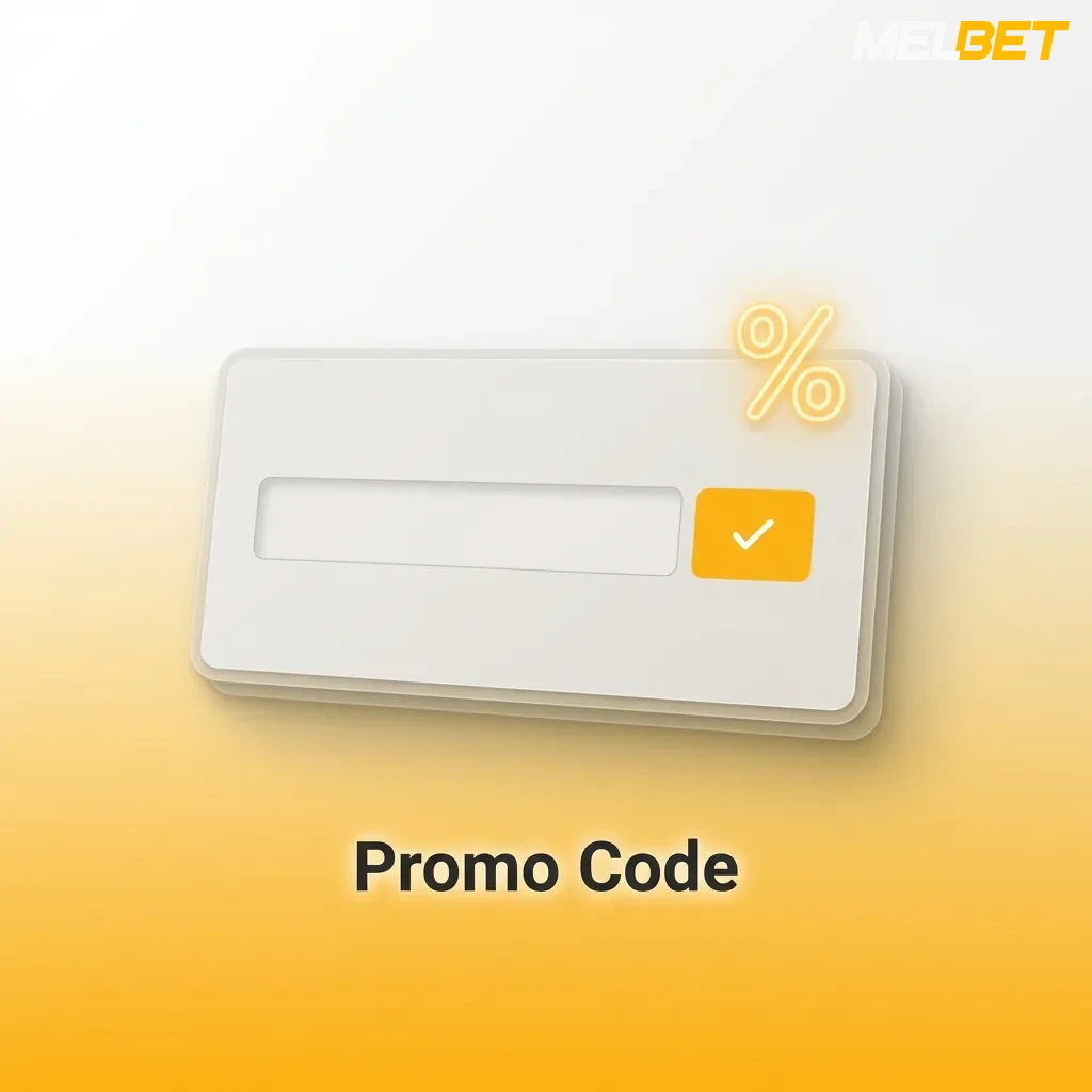 MelBet promo code entry field showing bonus codes MELCASINO, MELSPORTS, and MELVIP with respective offers and benefits