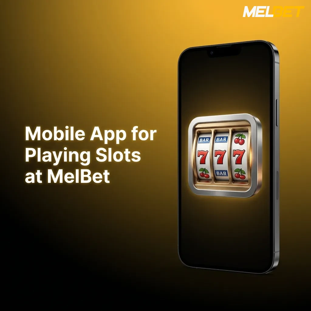 MelBet mobile app interface showing slots library on smartphone with game thumbnails and navigation menu
