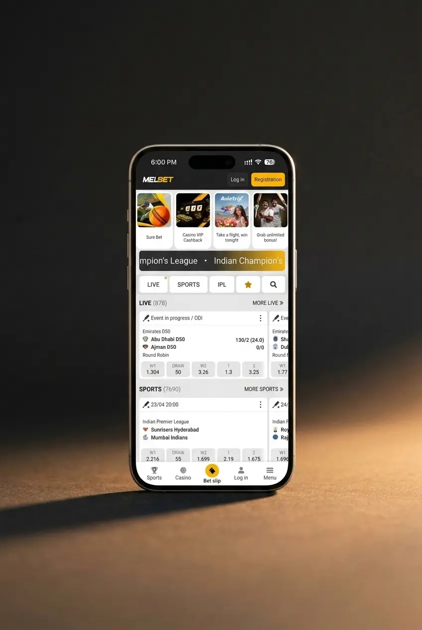 Step-by-step guide showing how to place your first bet in the Melbet app in 5 easy steps