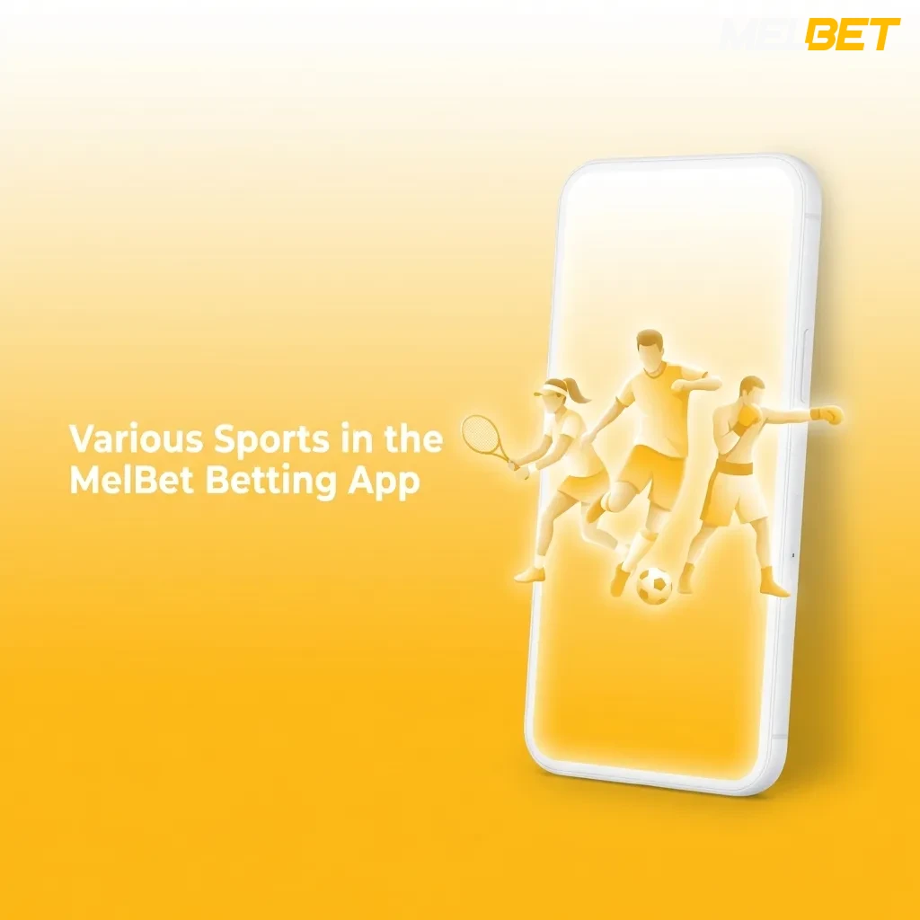 MelBet app interface showing multiple sports betting options including cricket, football, tennis, and esports for Bangladesh users