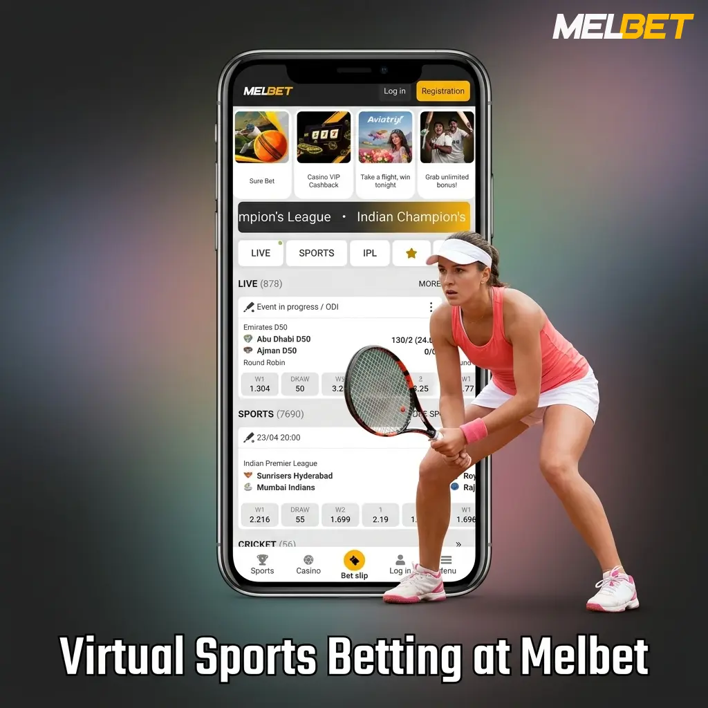 Melbet Bangladesh virtual sports betting interface showing football, horse racing, basketball and cricket available 24/7