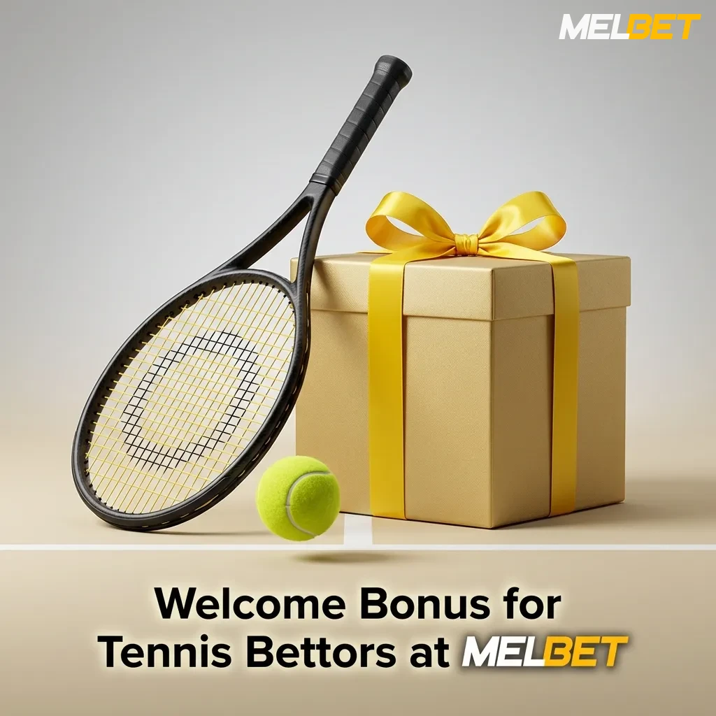 MelBet welcome bonus offer showing 450% match up to 315,000 BDT plus 250 free spins for tennis betting newcomers