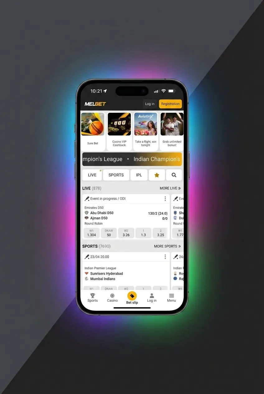 Melbet MMA betting platform showing UFC, ONE Championship and Bellator fight lines for Bangladesh bettors